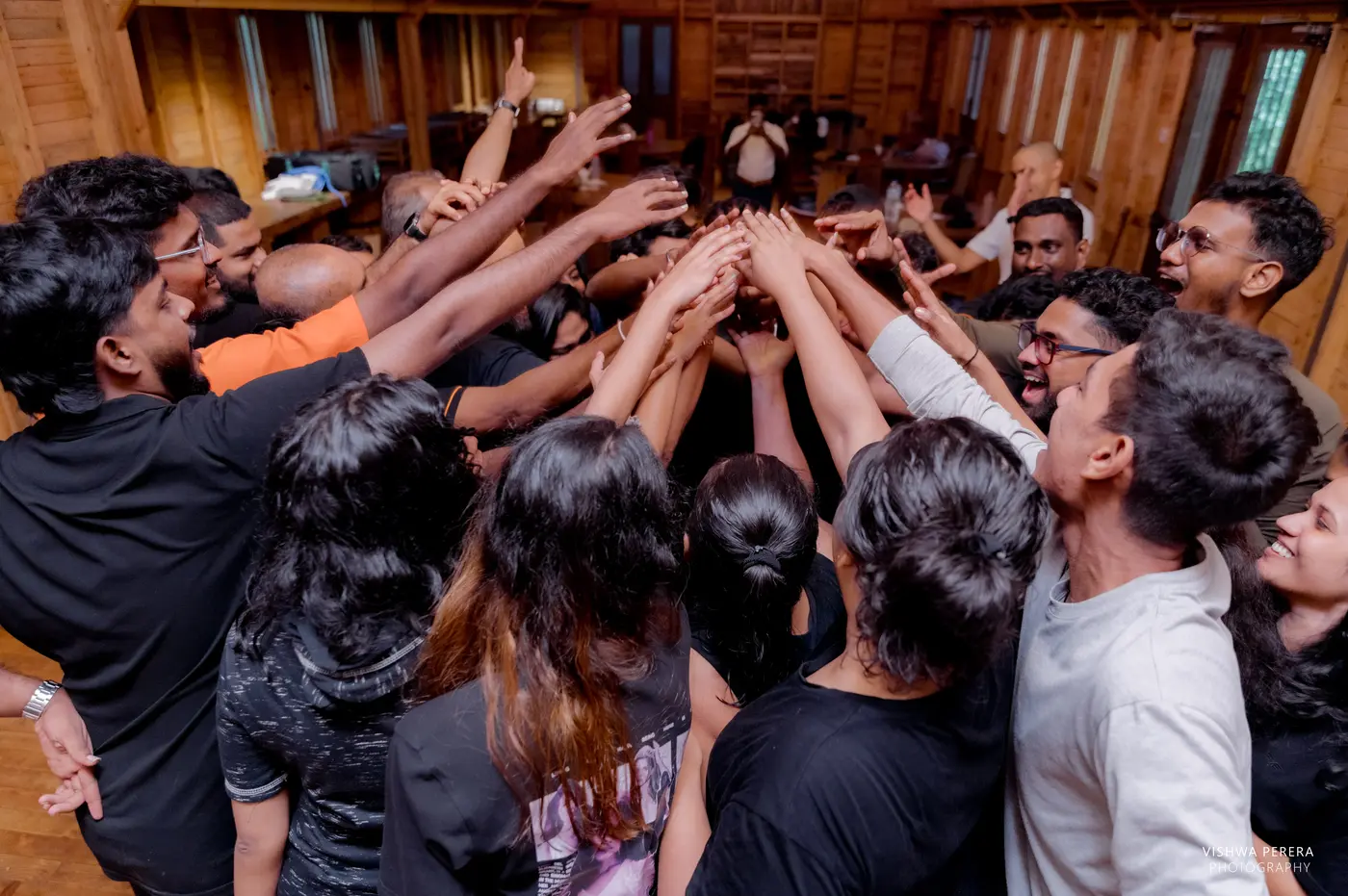 Participants celebrating a shared team experience