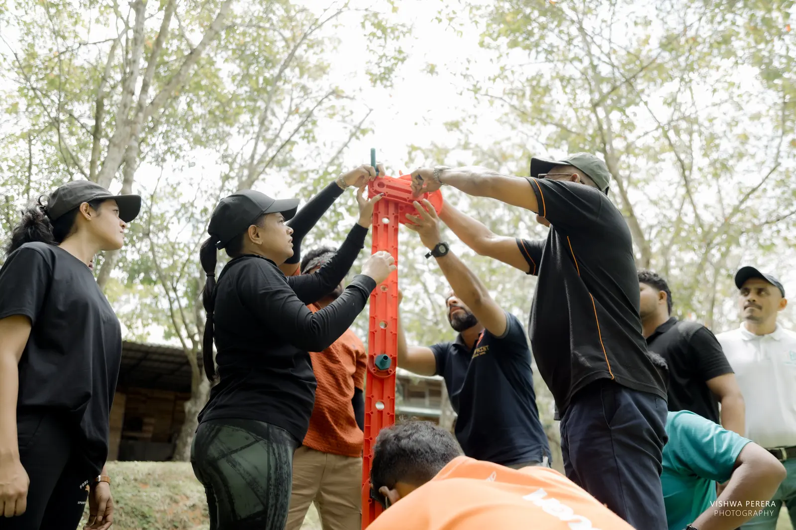 A team completing an outdoor MTa challenge