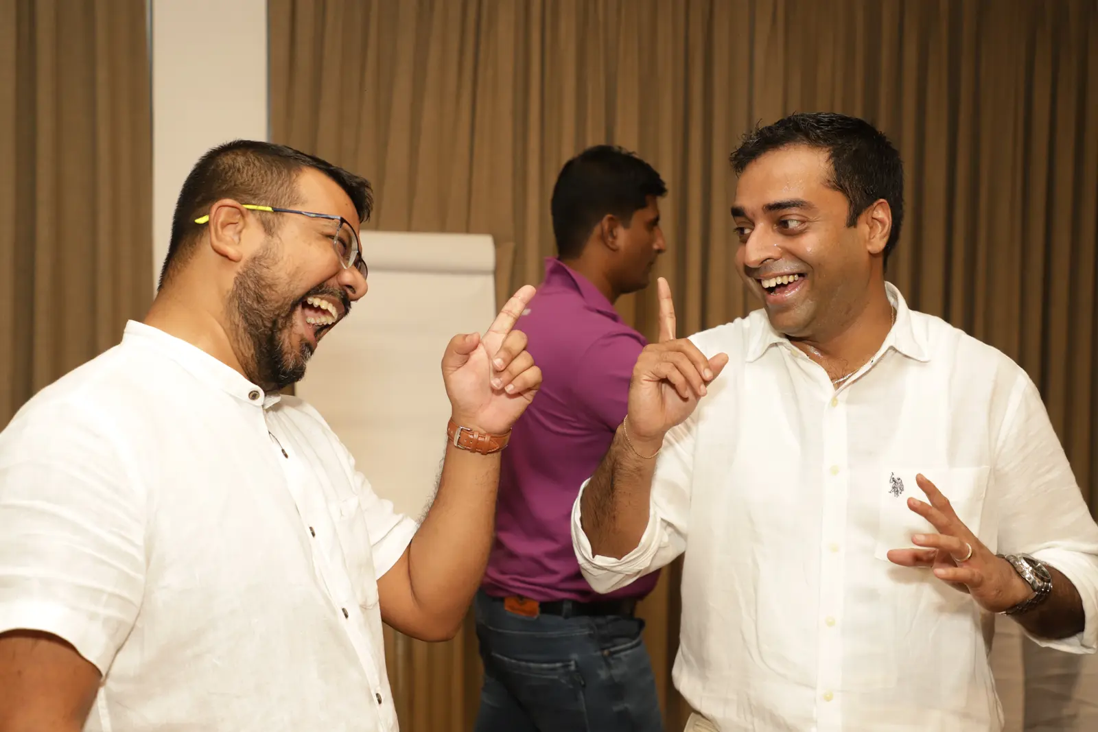 Participants sharing a high-energy learning moment